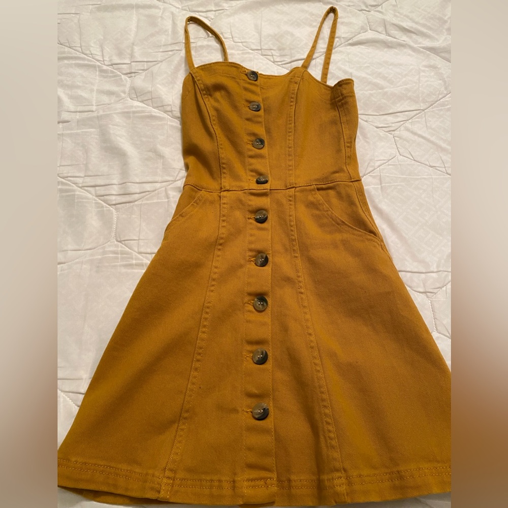 Yellow button down dress size 0
